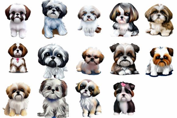 14 Shih Tzu Dog TRANSPARENT PNG: Design Assets
