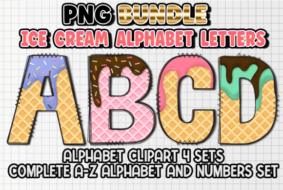 Cool Design Assets: The Ice Cream Alphabet Letters Sublimation