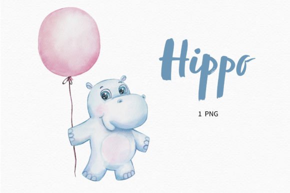 Cute Hippo Watercolor Clipart Baby PNG: A Designer's Delight