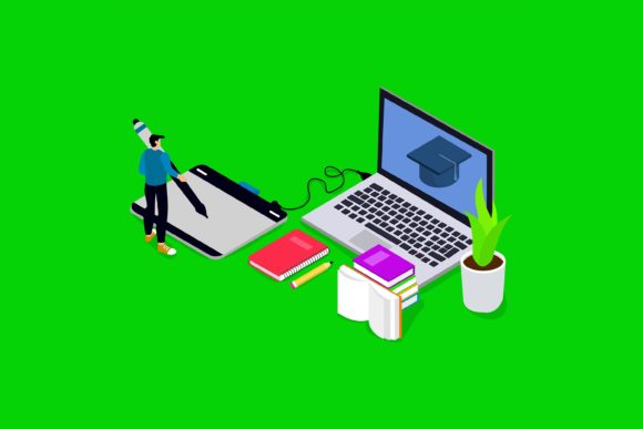 Flat Illustration Esign Artist: Modern Typography for Education