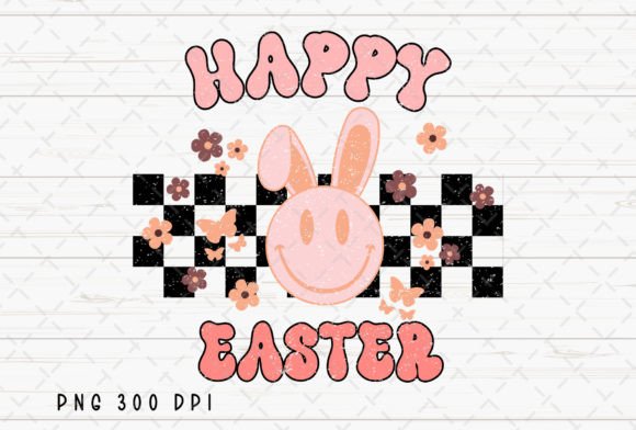 Happy Easter Day Bunny Groovy Retro PNG: A Blast from the Past