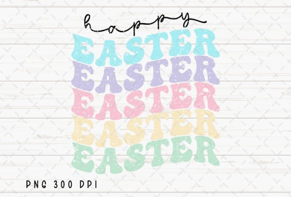 Happy Easter Retro Easter Stacked PNG: Vintage Charm for Modern Projects
