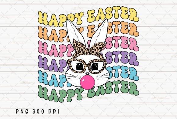 Retro Happy Easter Bunny Leopard PNG: A Playful Design Asset