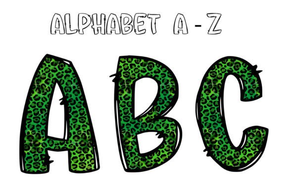 St Patricks Green Leopard Alphabet: Bold Design Assets