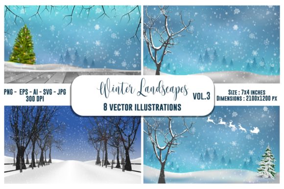 Stunning Winter Landscape Vector Bundle Vol.3