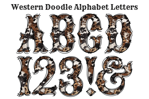 Western Cowhide Leopard Doodle Alphabet: A Creative Asset